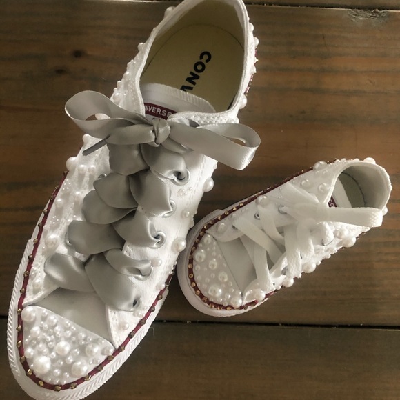 Baby Bling Pearl Converse (Mint Lace Edition) - Picture 4 of 8